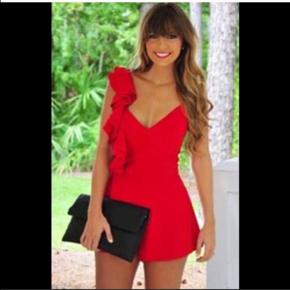 Luxxell Red Hot Romper - Cherry - Size M